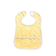 oneder 旺達 嬰兒輕薄圍兜 防水易清潔 寬口袋設計 魔鬼氈調節, 檸檬, 1入, 1個