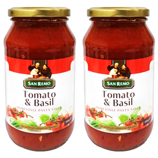 SAN REMO 蕃茄羅勒義大利麵醬 不含人工色素或香料, 500g, 2罐