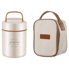 LECREFAU 美味時光保溫湯罐 附餐具 + 餐袋, 米白色 款式隨機, 1組