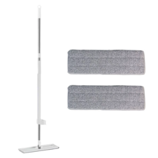 免手洗超細纖維平板拖把組 1桿2布, 36 x 11 x 124cm, 1組