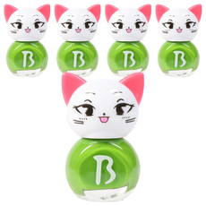 바블리 키즈네일 냥이 스티커형식 어린이매니큐어, 그린핑, 5개