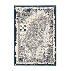 木子創意 台灣藏寶圖 （丈青色）厚帆布/金屬釦 台灣製造, 53 x 75cm