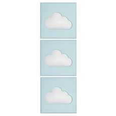 vanibaby 可裁切3D立體防撞壁貼組 Set 夢幻款 汽車皮革 耐磨耐刮, 30 x 30 x 厚度2cm, 藍底白雲, 3片