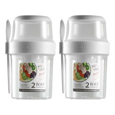 大容量雙層保鮮杯/沙拉杯 白色 2個, 小(310 + 560ml)