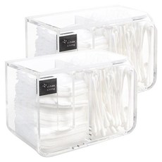 化妝棉棉花棒收納 Lux 收納盒, 透明, 2個