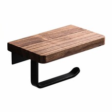 德利生活 創意實木多功能紙巾架 H款, 胡桃木黑, 1個