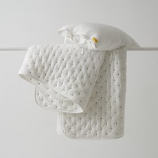 sleepover 莫代爾圓點絎縫薄被, 白色