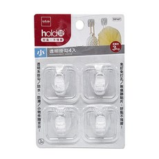 UdiLife 優的生活大師 hold 掛 透明掛勾 免釘免打孔 防水防潮, 4個, S0167