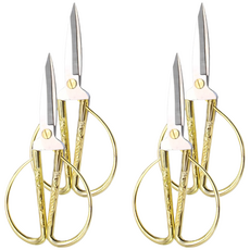 龍鳳柄鍍金剪刀 K43 - 精緻鍍金手柄 辦公居家實用剪刀組, 4支