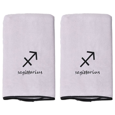 愛北鼻 珊瑚絨星座浴巾 140 x 70cm, 射手座 淺灰色, 2條