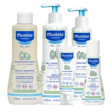 mustela 慕之恬廊 洗髮沐浴凝膠 500ml+洗髮乳 500ml+孩童身體乳 300ml+保濕霜 40ml+洗髮沐浴凝膠 50ml, 1組