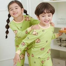 bonumam 刷毛羅紋兒童發熱家居服上下衣套裝