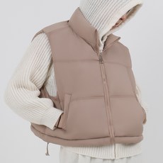 엘쏘 여성용 미니 숏 크롭 패딩 조끼