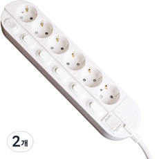 連接 獨立開關電源延長線 電線型 6孔, 2m, 單一顏色, 2個