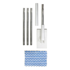 EZlife 免彎腰自夾布平板除塵拖把組 含拖把x1+閃柔布x3 PP不鏽鋼材質, 拖把長113cm + 拖把頭16 x 8cm + 清潔布19 x 13cm, 1組