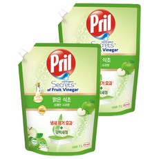 프릴 시크릿 오브 맑은식초 상쾌한 사과향 주방세제 파우치, 1L, 2개