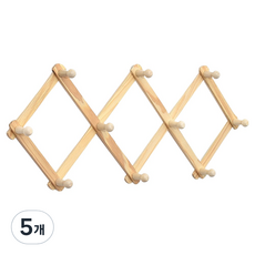 Lala工房 原木伸縮衣架 大型, 天然木, 5個