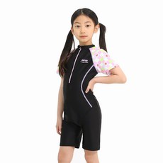 zetessport 女童短袖三分生存連身泳衣 2567