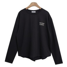 시크블랙 레세데 밑단 사선 뒷절개 패치 티셔츠 cpt15846k49