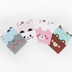 톡톡팬시 알러뷰 동물 편지지 + 봉투 4종 세트, 토끼 + 팬더 + 곰 + 고양이