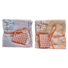 日本藤高今治 瞬吸速乾櫻花刺繡純棉方巾2入組 25g, 粉色 + 藍色, 1組