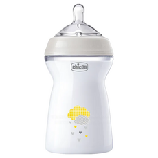 Chicco 天然母感2倍防脹PP奶瓶三孔 (快速流量)330ML, 灰色, 1個