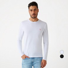 GUESS 男款原創三角Logo圓領長袖T恤 MO3K9001