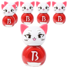 Bobly Kids 美甲貓貼紙型兒童美甲, 紅坪, 6個