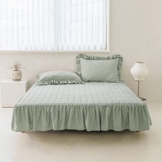 The Zari 荷葉褶邊裙款床罩, 牛奶卡其色