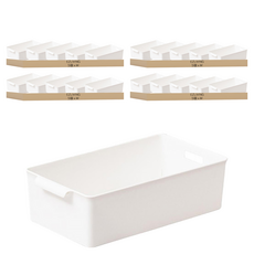 EZLIVING 儲藏室手把深型中型收納籃, 象牙白色, 20個