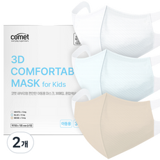 comet 韓國製造 鳥嘴型 呼吸順暢口罩 兒童用 小型, 白色/藍色/米色, 2個, 30入