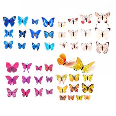 PARTYSHOW DIY 蝴蝶裝飾 12款 4色組, 藍色 + 粉紅色 + 白色 + 黃色, 1袋