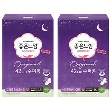 GOODFEEL 好感覺 Original 超長夜用衛生棉 42cm, 16片, 2包, 超長夜用型