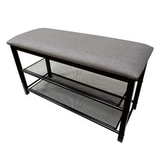 EASY HOME 鐵管穿鞋椅 灰色 3層 極厚坐墊