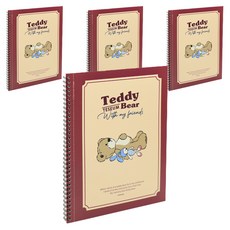 Bfancy Teseum泰迪熊A4可撕式重點線圈筆記本, 深紅色, 4個
