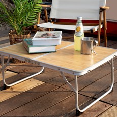 로티캠프 휴대용 알루미늄 접이식 미니 슬림 캠핑 테이블, 우드