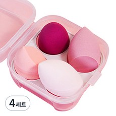 A-LABLE B1754 彩妝氣墊粉撲 4件組 + 收納盒, 粉紅色, 4套