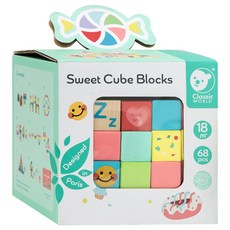 Classic WORLD 客來喜 甜點字母算數學習積木 68片, 多色, 1個