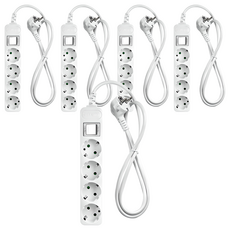 SURGIO 4芯地線型多抽頭白色, 5個, 3m, 白色