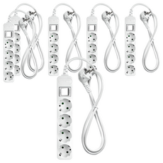 SURGIO 4芯地線型多抽頭白色, 6個, 3m, 白色