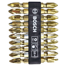 BOSCH 博世 台灣公司貨 Extra Hard 雙頭型鑽頭PH2 十字起子頭組 2608521042 65mm 金色 10支, 1組