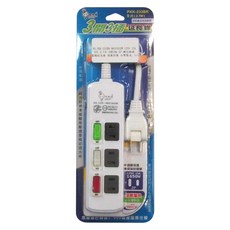 spirit 電精靈 3開3插 過載保護 2P轉向插頭電腦延長線 110V/60Hz 15A 125V MAX 1650W 台灣製造, 2.7m, PKK-233BR, 1個