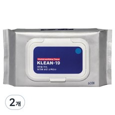 KLEAN 알코올 살균소독티슈 캡형, 2개, 60매, 45g