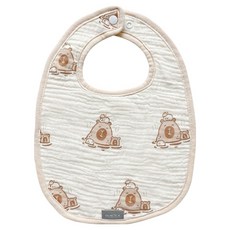 CHU-MI 啾米 六層紗手繪圍兜 柔軟親膚透氣吸水 20.5x26.5 CM, 水豚 白色, 1件, 1件