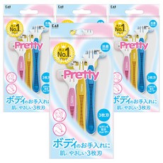 카이 프리티 3중날 바디 여성용면도기, 3개입, 4개
