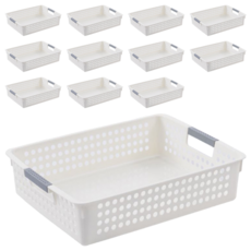 矮款大號收納籃 手提設計 鏤空設計 Coupang, 34 x 25.5 x 8cm, 05 矮款 大號, 12個