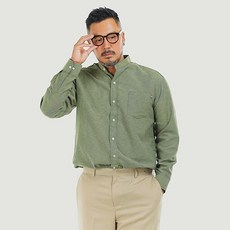 5XL 男款大尺碼寬鬆版口袋立領長袖襯衫