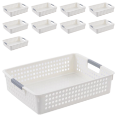 收納籃 2件組 手提設計 鏤空設計 Coupang, 34 x 25.5 x 8cm, 05 矮款 大號, 10個