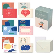 Monolike Day by Day Thank you Objet 卡片 36p + 信封 36p + 貼紙 36p 套組, 混合顏色, 1個