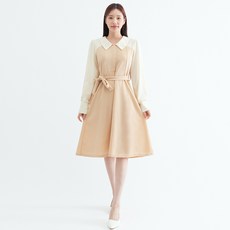 elsso. 法國少女翻領連身裙, 淺褐色